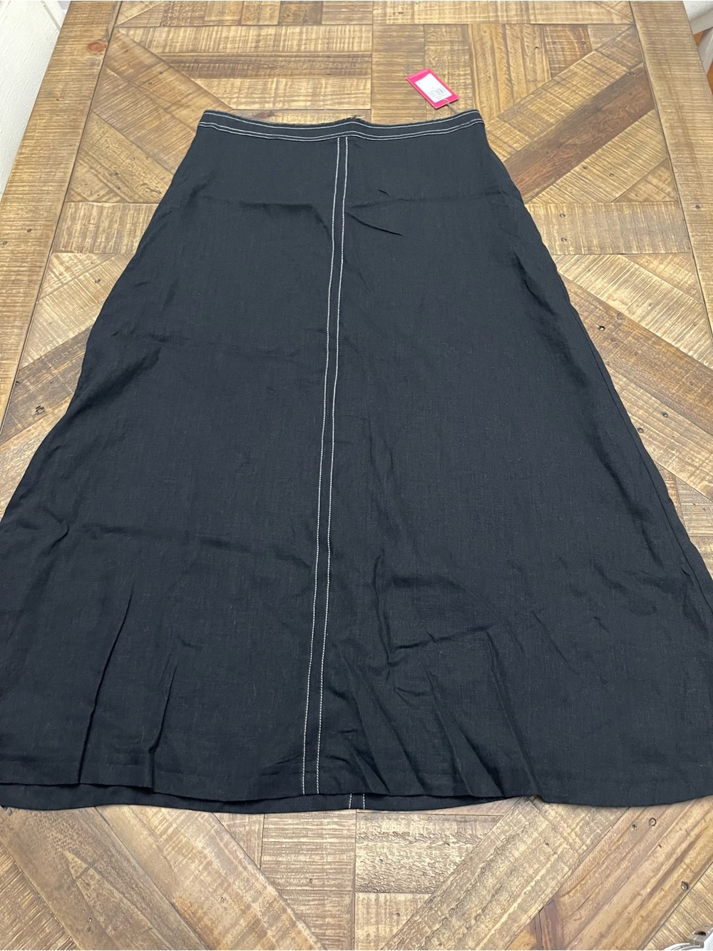 Vince Camuto Contrast Stitch A-Line Maxi Skirt Rich Black Size XL NWT